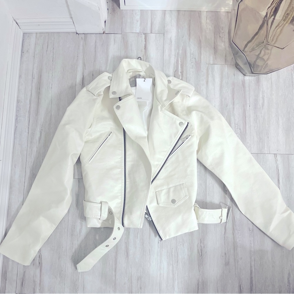 White Oversized Leather Jacket
